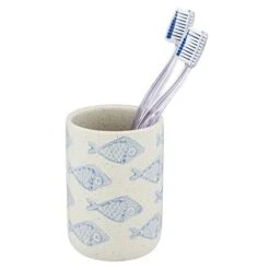 WENKO Bicchiere Portaspazzolini Aquamarin - Bicchiere Portaspazzolini Per Spazzolini E Dentifricio, Ceramica, 8 X 11 X 8 Cm, Beige -Stile Bagno 70823759 3