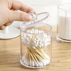 Confezione Da 3 Porta Trucchi In Acrilico Trasparente Per Batuffoli Di Cotone, Tamponi Di Cotone E Tamponi Di Cotone Per Bagno, Barattolo Per Trucco, Contenitore Per Batuffoli Di Cotone -Stile Bagno 70835527 4