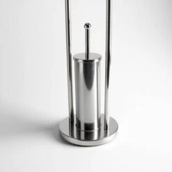 PIANTANA PORTA ROTOLO COPERTO E PORTASCOPINO CROMATO BASE TONDA -Stile Bagno 70975627 4