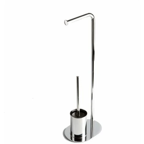 PORTAROTOLO A PIANTANA CON PORTASCOPINO E BASAMENTO OVALE CROMATO 1 PORTAROTOLO A PIANTANA CON PORTASCOPINO E BASAMENTO OVALE CROMATO