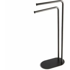 PIANTANA CON 2 BRACCI PORTA ASCIUGAMANI DI DESIGN NERO OPACO