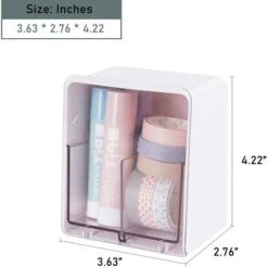 Scatole Porta Batuffoli Di Cotone, Tamponi Rotondi, Dispenser Per Filo Interdentale, Contenitore Con 2 Scomparti, Organizer Da Appoggio Per Bagno, Bianco -Stile Bagno 71079029 3