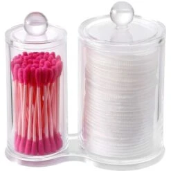 Scatola Di Cotone 2 Scatole Rotonde Per Trucco In Acrilico Trasparente Per Cotton Fioc E Cotone