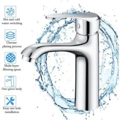 ZOLGINAH Rubinetto Del Bagno,rubinetto Del Lavabo In Ottone,rubinetto Del Bagno Miscelatore Monocomando Per Lavello Dell'acqua Fredda E Calda Con Rubinetto Del Tubo Flessibile -Stile Bagno 71127331 3