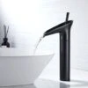 ZOLGINAH Rubinetto Per Bagno Nero, Rubinetto Per Bagno A Cascata Miscelatore Per Lavabo Monocomando Rubinetto Per Bagno Monocomando Retrò Nero, Rubinetto Per Lavabo Da Appoggio In Ottone Rubinetto Per