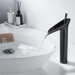 ZOLGINAH Rubinetto Per Bagno Nero, Rubinetto Per Bagno A Cascata Miscelatore Per Lavabo Monocomando Rubinetto Per Bagno Monocomando Retrò Nero, Rubinetto Per Lavabo Da Appoggio In Ottone Rubinetto Per -Stile Bagno 71127412 3