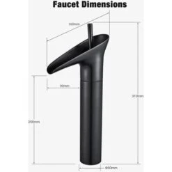 ZOLGINAH Rubinetto Per Bagno Nero, Rubinetto Per Bagno A Cascata Miscelatore Per Lavabo Monocomando Rubinetto Per Bagno Monocomando Retrò Nero, Rubinetto Per Lavabo Da Appoggio In Ottone Rubinetto Per -Stile Bagno 71127412 4