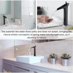 ZOLGINAH Rubinetto Per Bagno Nero, Rubinetto Per Bagno A Cascata Miscelatore Per Lavabo Monocomando Rubinetto Per Bagno Monocomando Retrò Nero, Rubinetto Per Lavabo Da Appoggio In Ottone Rubinetto Per -Stile Bagno 71127412 5