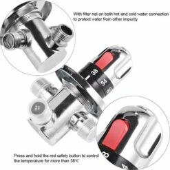 Valvola Miscelatrice Acqua Fredda Calda Valvola Miscelatrice Termostatica In Ottone Massiccio Valvola Miscelatrice A Temperatura Fissa Per Cucina Bagno Lavabo Wc G1/2 -Stile Bagno 71150982 3