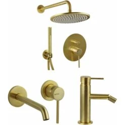 Kit Completo Bagno In Colore Oro Spazzoalto Gattoni Easy KITEASYSG6