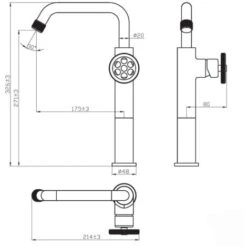Indus Rubinetto Per Lavabo Alto Nero Con Leva Rossa -Stile Bagno 72151347 3