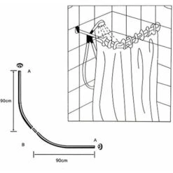 Bastone Per Tenda Doccia Curvo Universale Aste 90x90 Cm Argento Asta Per Tende Arredo Bagno -Stile Bagno 72216182 3