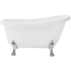 Vasca Da Bagno Freestanding Con Piedini Argento Zampa Di Leone 171 Litri 145 X 74 X 77 Cm Bianca Retrò - NISOS