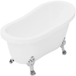 Vasca Da Bagno Freestanding Con Piedini Argento Zampa Di Leone 171 Litri 145 X 74 X 77 Cm Bianca Retrò - NISOS -Stile Bagno 72258186 4