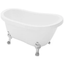Vasca Da Bagno Freestanding Con Piedini Argento Zampa Di Leone 171 Litri 145 X 74 X 77 Cm Bianca Retrò - NISOS -Stile Bagno 72258186 5