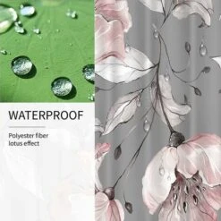 Tenda Da Doccia Impermeabile In Poliestere Per Tenda Da Doccia Con Fiore Rosa Per Decorazione Bagno 180 180 Cm -Stile Bagno 72553625 4