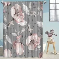 Tenda Da Doccia Impermeabile In Poliestere Per Tenda Da Doccia Con Fiore Rosa Per Decorazione Bagno 180 180 Cm -Stile Bagno 72553625 5