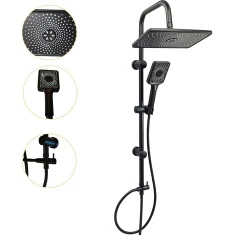 Colonna Doccia Senza Miscelatore ZIK, Saliscendi Con Soffione E Doccetta Estraibile 3 Getti + Deviatore - Nero 1 Colonna Doccia Senza Miscelatore ZIK, Saliscendi Con Soffione E Doccetta Estraibile 3 Getti + Deviatore - Nero