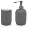 Set 2 Accessori Bagno Da Appoggio Grigio Scuro In Ceramica Soft Touch