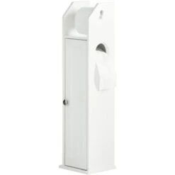 SoBuy FRG135-W,Piantana Portarotolo E Portascopino 2 In 1, Mobile Bagno, Bianco, IT