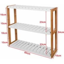 SoBuy Mensola Da Parete, Scaffale Pensile, Mensola Da Bagno, Soggiorno, Cucina, Mensola Ufficio, Mensola Bambù,FRG28-WN,IT (B60xT15xH54cm)