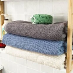 SoBuy Mensola Da Parete, Scaffale Pensile, Mensola Da Bagno, Soggiorno, Cucina, Mensola Ufficio, Mensola Bambù,FRG28-WN,IT (B60xT15xH54cm) -Stile Bagno 7330506 4