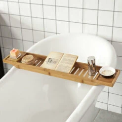 SoBuy Ripiano Per Vasca Da Bagno In Bambù,L80CM, FRG212-N -Stile Bagno 7450110 4