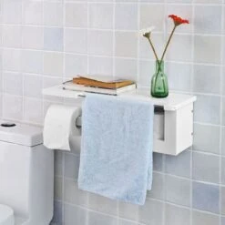 SoBuy Porta Carta Igienica Da Bagno Con Supporto,bianco, FRG175-W -Stile Bagno 7450154 3