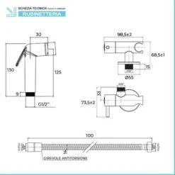 Idroscopino Cromato Ottone Completo Di Supporto A Muro Con Rubinetto -Stile Bagno 75643753 3