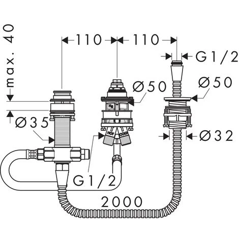 Hansgrohe Alloggiamento Per Installazione Combinata A 3 Fori Per Vasca Da Bagno (13439180) 2 Hansgrohe Alloggiamento Per Installazione Combinata A 3 Fori Per Vasca Da Bagno (13439180) - immagine 2