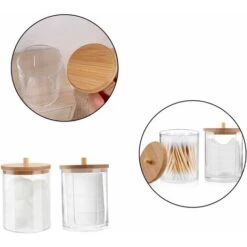 Organizzatore Per Tamponi Di Cotone Scatola Per Tamponi Di Cotone Porta Dispenser Per Cilindro Contenitore Per Batuffoli Di Cotone Serbatoio Trasparente Con Coperchi In Bambù -Stile Bagno 75983012 5