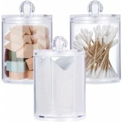 Scatola Porta Tamponi Di Cotone, 3 Pezzi Di Tamponi Di Cotone Acrilico Organizer Scatola Di Immagazzinaggio Cosmetica, Per La Conservazione Di Batuffoli Di Cotone Tamponi Di Cotone