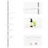 Mensola Doccia Telescopica Inox Con 4 Ripiani Bianchi Altezza Regolabile 254-304cm Bianco