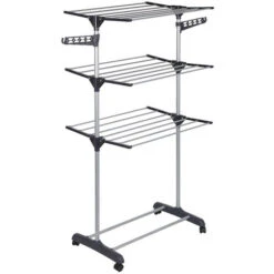 Stendibiancheria Verticale Estensibile 3 Piani 72x56x152cm Grigio