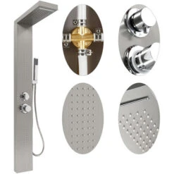 Pannello Colonna Doccia In Acciaio Inox, Doccia A Pioggia E Doccetta 15x47x130cm -Stile Bagno 76375599 3