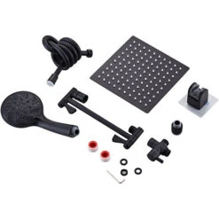 Set Da Colonna Doccia Con Soffione Rettangolare E Doccetta, Asta Telescopica A Molla, Regolabile, Acciaio Inox - Nero -Stile Bagno 76375623 5