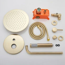 Sistema Doccia Oro Spazzolato, Set Doccia A Incasso Con Soffione E Doccetta, 25X25cm Soffione Doccia A Pioggia Per Bagno -Stile Bagno 76486743 5