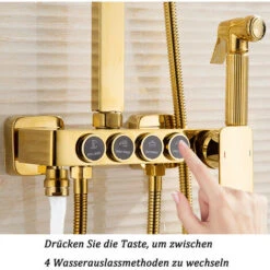 Colonna Doccia D'oro Sistema Doccia Montaggio A Parete Set Doccia Con 22 Cm * 22 Cm Soffione Doccia A Pioggia, Doccetta, Rubinetto Vasca, Doccetta Bidet -Stile Bagno 76486943 3