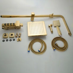 Colonna Doccia D'oro Sistema Doccia Montaggio A Parete Set Doccia Con 22 Cm * 22 Cm Soffione Doccia A Pioggia, Doccetta, Rubinetto Vasca, Doccetta Bidet -Stile Bagno 76486943 5