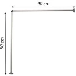 Bastone Per Tenda Doccia Universale Regolabile Angolare Con Aste 90 Cm Argento Asta Per Tende -Stile Bagno 76516157 3