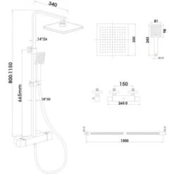Set Doccia Nero - Con Soffione A Pioggia 30cm - E Rubinetto Termostatico -Stile Bagno 77271117 4
