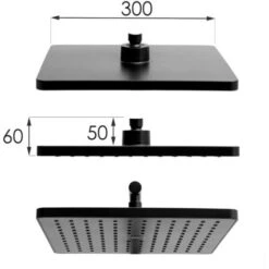 Set Doccia Nero - Con Soffione A Pioggia 30cm - E Rubinetto Termostatico -Stile Bagno 77271117 5