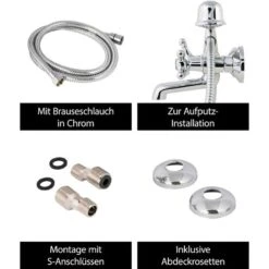 AquaSu® Athenas 76802 3 - Miscelatore A Due Maniglie Per Vasca Da Bagno Con Set Doccia, Rubinetto Retrò -Stile Bagno 77285180 4