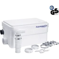 Aquamatix Duscha - Pompa Doccia Silenziosa Per Sanitari, 250 W, Pompa Di Scarico Compatta Per Docce, Lavelli, Vasche Da Bagno, 2 Ingressi Con Filtro A Carbone