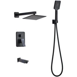 DYHF Set Doccia Completo Nero Con Soffione E Doccetta, Doccia Sistema Con Valvola Montaggio A Parete, Soffione Doccia A Pioggia Quadrato Con Tecnologia Avanzata A Getto D'Aria, Per Bagno -Stile Bagno 78070136 5