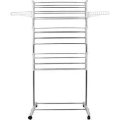 DYHF Stendino Pieghevole Salvaspazio A 3 Livelli Con 4 Ruote E 2 Ali Laterali Tubo In Acciaio Inox 7 DYHF Stendino Pieghevole Salvaspazio A 3 Livelli Con 4 Ruote E 2 Ali Laterali Tubo In Acciaio Inox -Stile Bagno 78322401 3