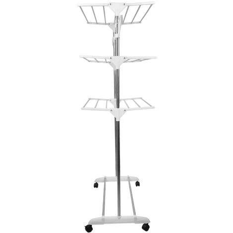 DYHF Stendino Pieghevole Salvaspazio A 3 Livelli Con 4 Ruote E 2 Ali Laterali Tubo In Acciaio Inox 4 DYHF Stendino Pieghevole Salvaspazio A 3 Livelli Con 4 Ruote E 2 Ali Laterali Tubo In Acciaio Inox - immagine 4