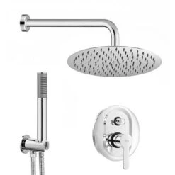 Set Doccia Tondo Completo Cromato Iole Con Soffione 20 Cm E Kit Doccia