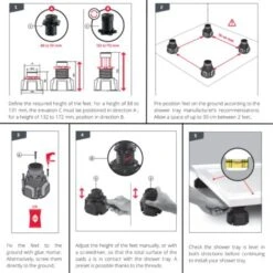 Wirquin 30720239 - Set Di 6 Piedini Per Piatto Doccia, Colore: Nero -Stile Bagno 78919547 3