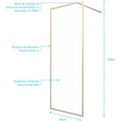 Parete Per Doccia 80x200 Cm - Finitura Oro Spazzolato - GOLDY CONTOURING -Stile Bagno 78946217 4